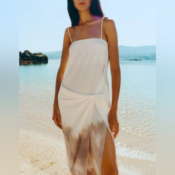 ZARA NWT DRAPED OMBRÉ DRESS - Picture 1 of 3